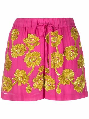 P.A.R.O.S.H. sequined drawstring shorts - Pink