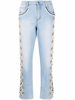 Ermanno Scervino floral embroidered straight-leg jeans - Blue