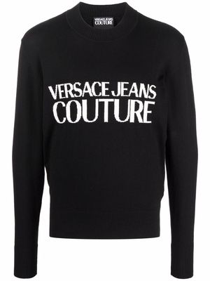 Versace Jeans Couture logo intarsia crew-neck jumper - Black