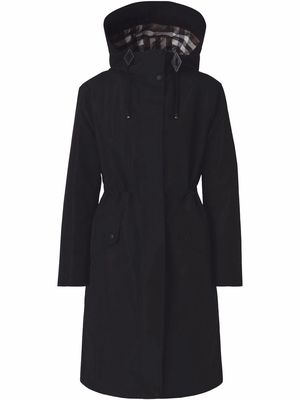 Burberry check lining hooded coat - Black