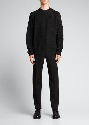 Men's Cashmere-Silk Aran-Sleeve Sweater
