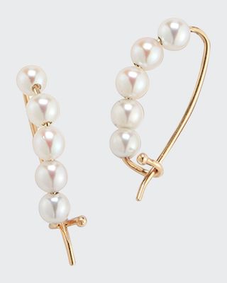 14k Gold Small Pearl Pin Earrings