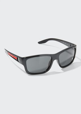 Men's 01WS Oval Logo Acetate Sunglasses
