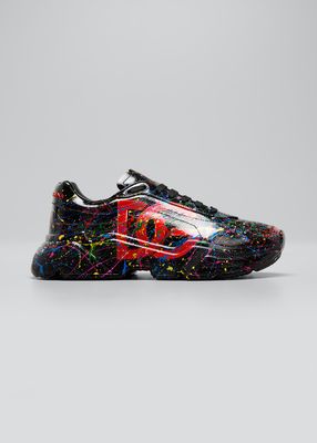 Men's Daymaster Low-Top Paint Splatter Leather Sneakers