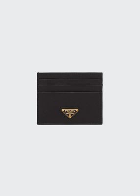 Triangle Logo Leather Card Case