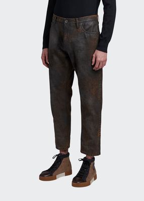 Men's Overdyed Cropped Jeans
