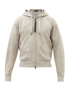 Tom Ford - Logo-tab Jersey Hooded Sweatshirt - Mens - Grey