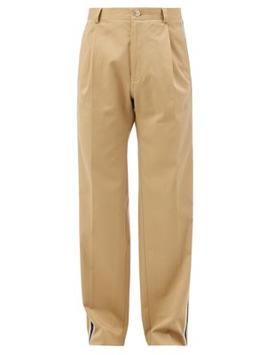 Wales Bonner - Malinke Striped Cotton-drill Trousers - Mens - Beige