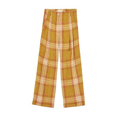 New york pants in checked linen