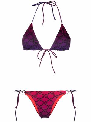 Off-White logo-print gradient bikini - Purple