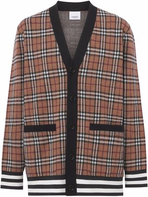 Burberry check-pattern V-neck cardigan - Brown
