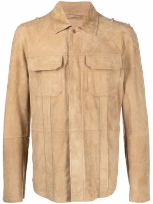 Desa Collection button-up suede overshirt - Brown