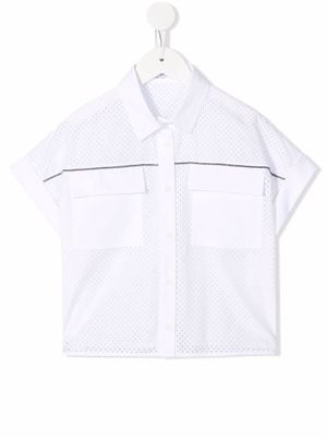 Brunello Cucinelli Kids mesh panels shirt - White