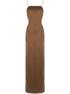 0711 square-neck sleeveless maxi dress - Brown