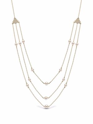 Yoko London 18kt yellow gold Sleek Freshwater pearl diamond necklace