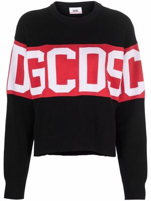 Gcds logo-knit cotton jumper - Black