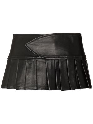 Mowalola pleated leather mini skirt - Black