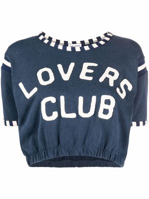 Saint Laurent Lovers Club cropped sweashirt - Blue
