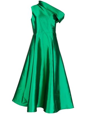 Greta Constantine draped one-shoulder midi dress - Green