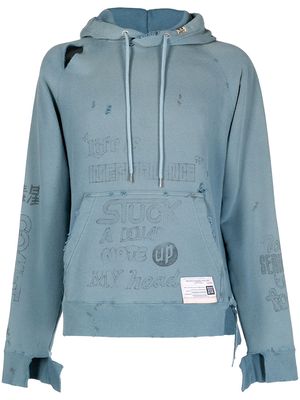 Maison Mihara Yasuhiro distressed-detail hoodie - Blue