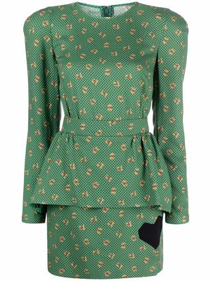Ulyana Sergeenko printed peplum dress - Green