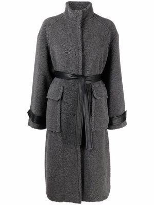 Solleciti Donna belted high-neck wool coat - Grey
