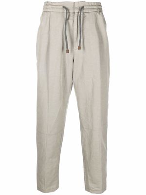 Brunello Cucinelli drawstring tapered trousers - Neutrals