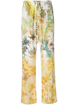 ETRO floral paisley-print silk trousers - Yellow