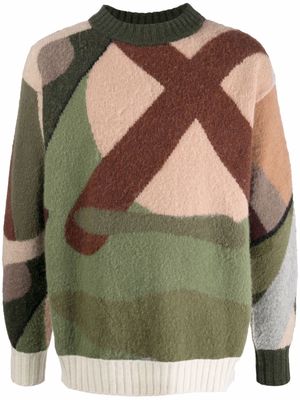 sacai x KAWS camouflage-print wool jumper - Green