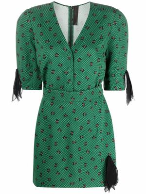 Ulyana Sergeenko printed V-neck minidress - Green
