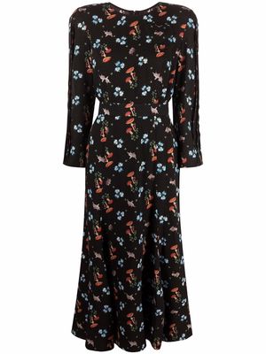Ulyana Sergeenko floral-print silk dress - Black
