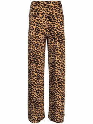 Norma Kamali leopard-print wide-leg trousers - Brown