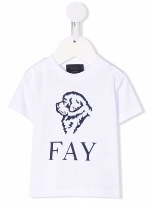 Fay Kids cotton dog logo-print T-shirt - White