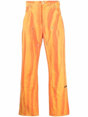 MSGM logo-patch straight-leg trousers - Orange