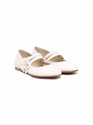 Bonpoint floral-detail leather ballerina shoes - Neutrals