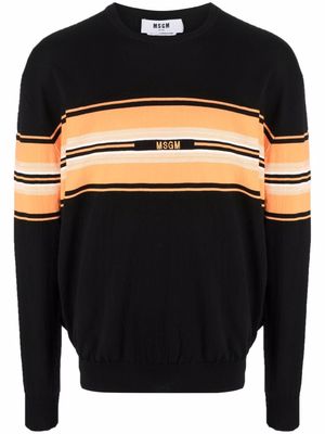 MSGM stripe-print cotton jumper - Black