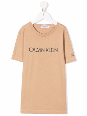 Calvin Klein Kids logo-print cotton T-shirt - Brown