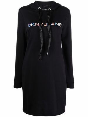 DKNY hooded logo-print dress - Black