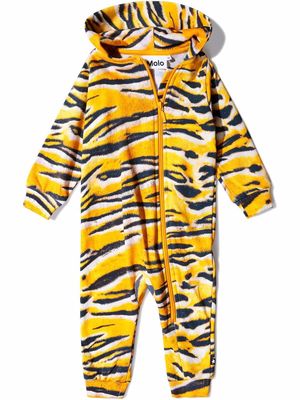 Molo tiger-print hooded romper - Yellow