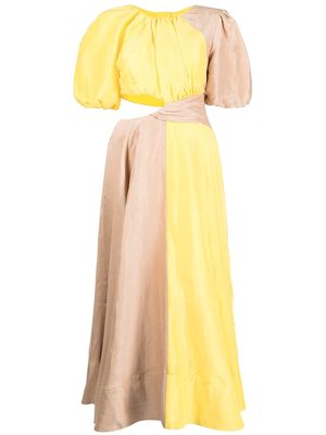 Aje colour-block cutout midi dress - Yellow