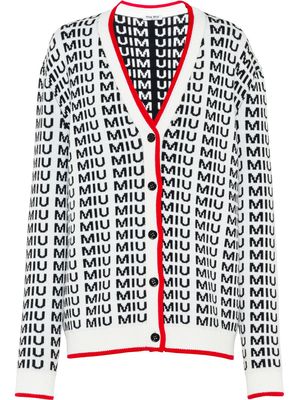 Miu Miu logo buttoned cardigan - White