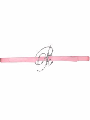 Blumarine logo-buckle leather belt - Pink