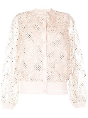 Onefifteen floral-lace detail cardigan - Pink