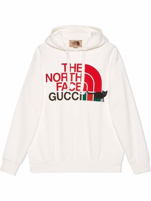 Gucci x The North Face logo-print cotton hoodie - White
