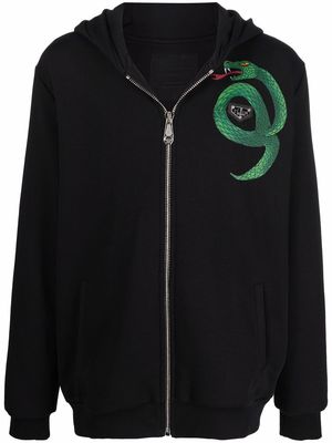 Philipp Plein Stones Snake cotton hoodie - Black
