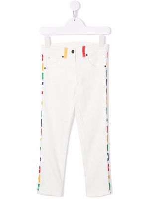 Stella McCartney Kids logo-print cotton straight trousers - White