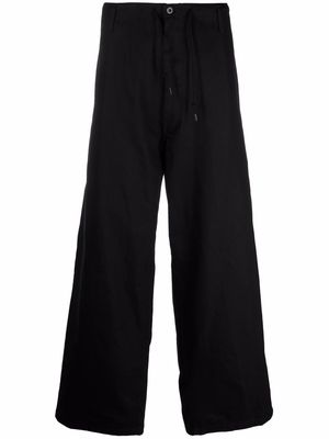 Yohji Yamamoto wide-leg cotton pants - Black