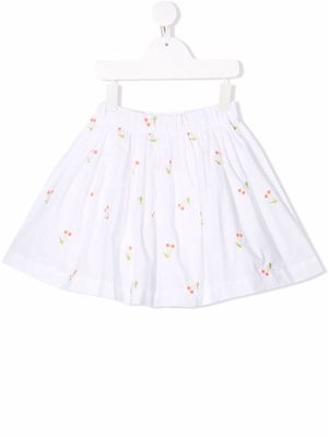 Bonpoint embroidered-cherry skater skirt - White