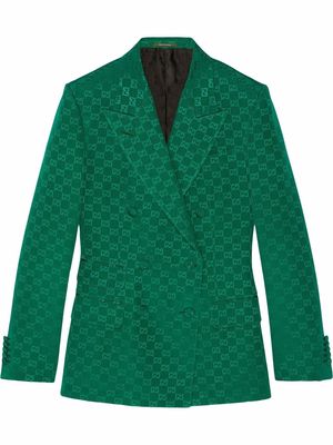 Gucci GG jacquard double-breasted blazer - Green