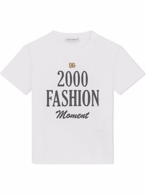 Dolce & Gabbana Kids 2000 Fashion Moment logo-plaque T-shirt - White